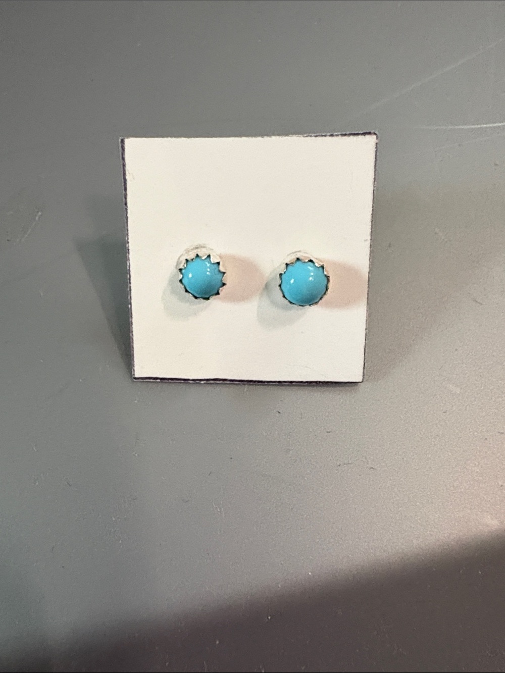 Navajo Made Sterling Silver Turquoise Tiny Round Stud Earrings NWT